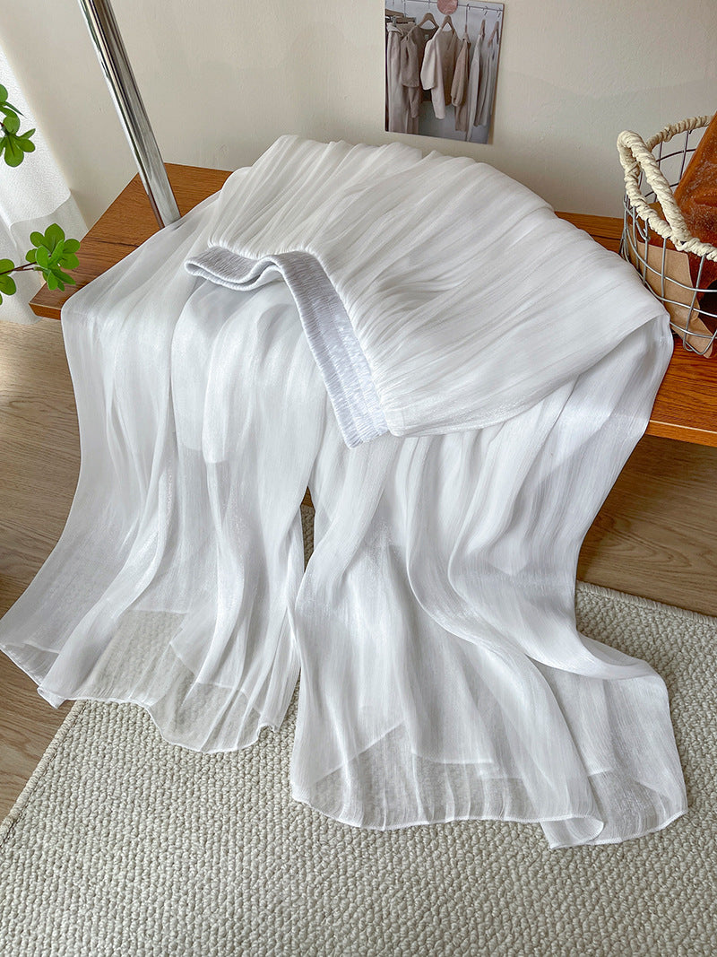 Women’s Elegant Ice Silk High Waist Long Pants