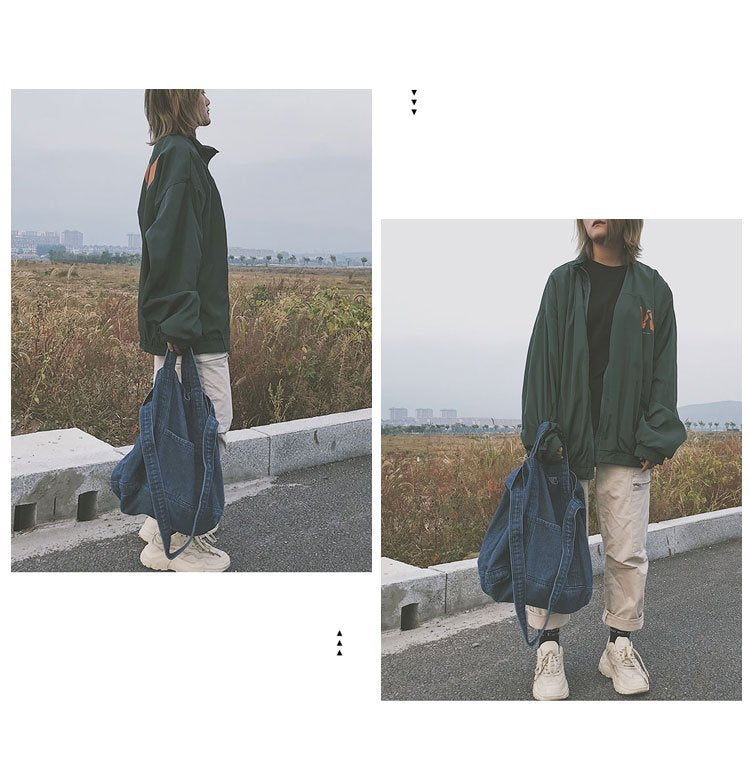 Large Canvas Denim Tote Bag | Spacious Shopping Shoulder Bag