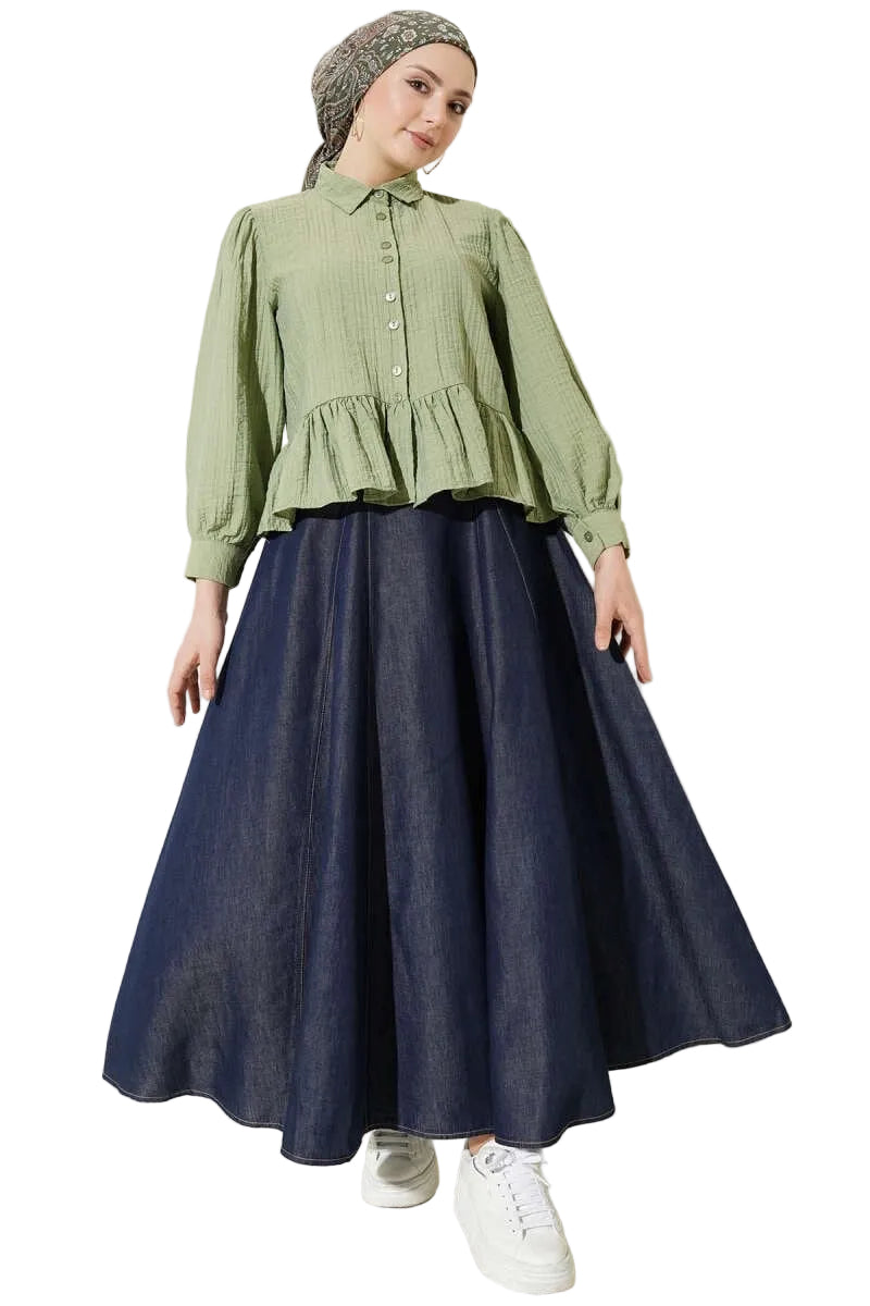 Premium Flared Denim Skirt