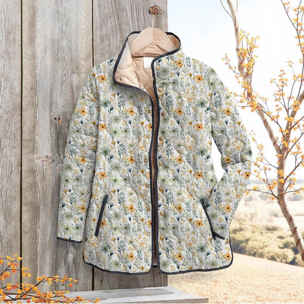 Women's Digital Printed Floral Jacket-Vintage Inspired Winter Jacket