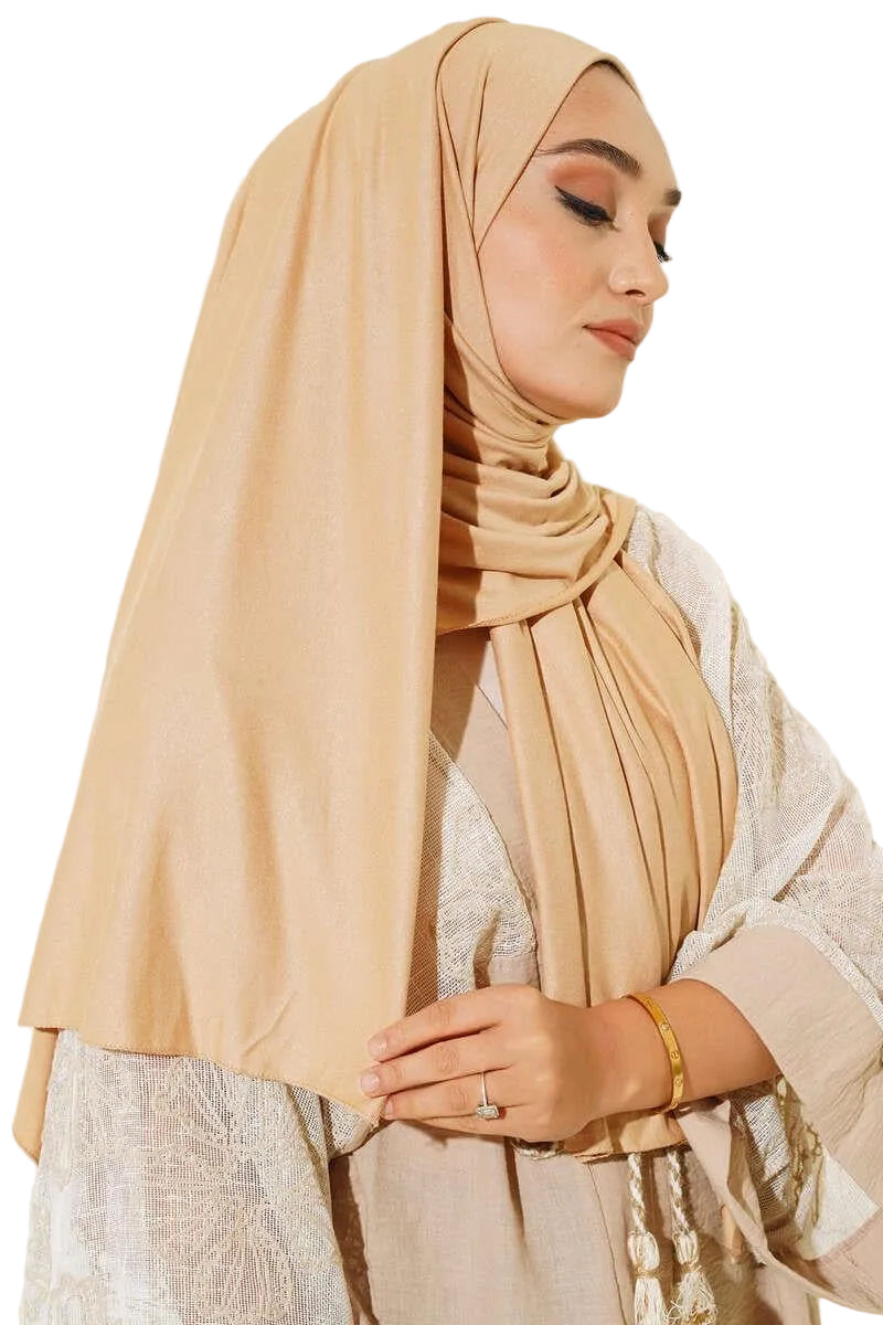 Plain Combed Shawl – Latte & Purple | Premium Modest Fashion | Neomodest