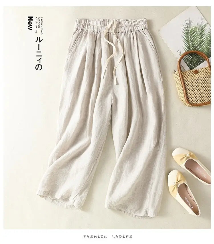 Women’s Wide Leg Cotton Linen Summer Pants