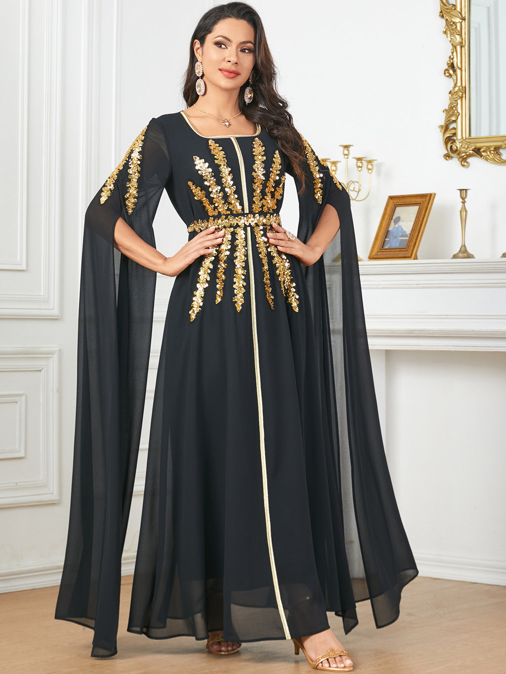 Elegant Chiffon Abaya with Split Sleeves