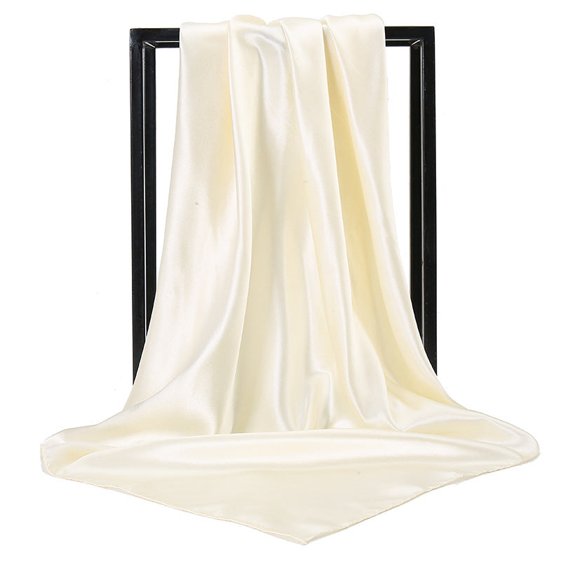 Ladies' Solid Colour Silk Satin Square Scarf, 90/90cm Headscarf, Flight Attendants' Neckerchiefs