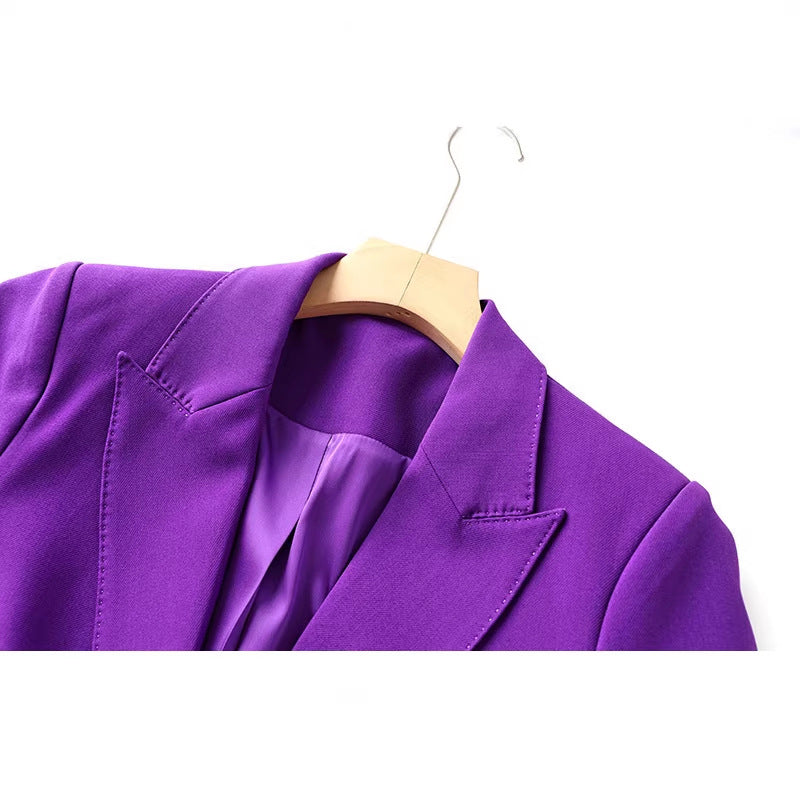 Purple Tailored Jacket & Flared Trousers, Women's Business Suit