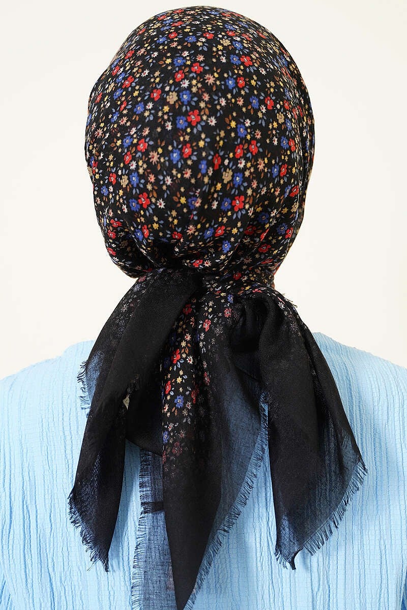 Floral Flamu Cotton Square Hijab Scarf