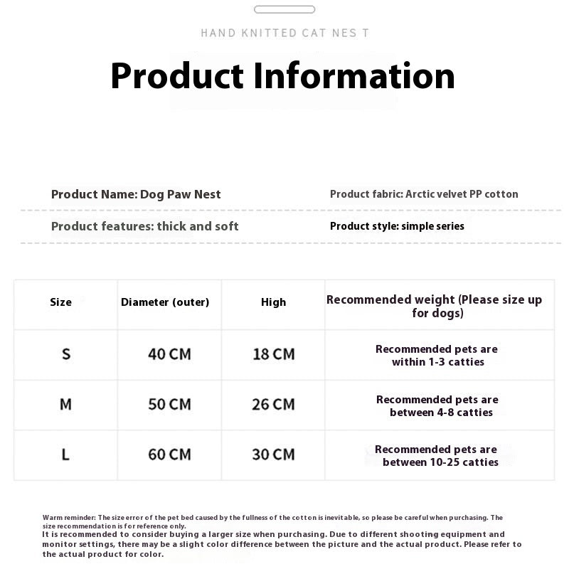 Paw Shaped Pet Bed - All Season Comfort