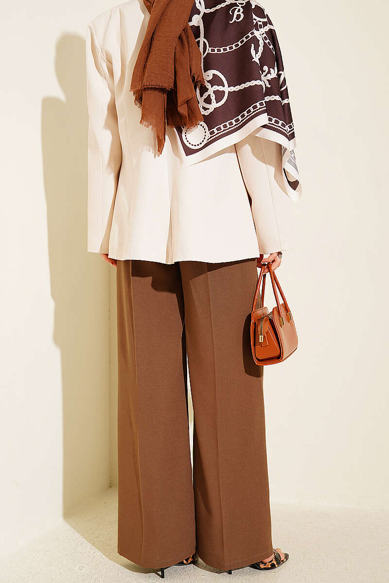 Pre-Order | Pleated Palazzo Wide-Leg Trousers – Mink | Modest Women's Fashion