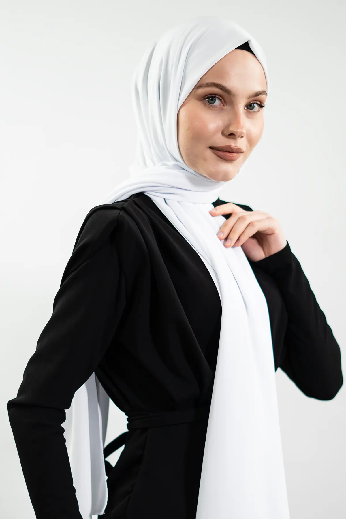 Turkish Premium Medina Silk Scarf-White