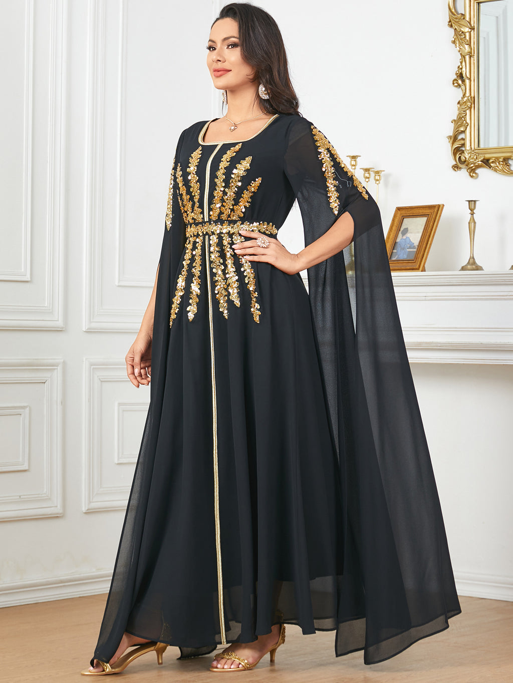 Elegant Chiffon Abaya with Split Sleeves