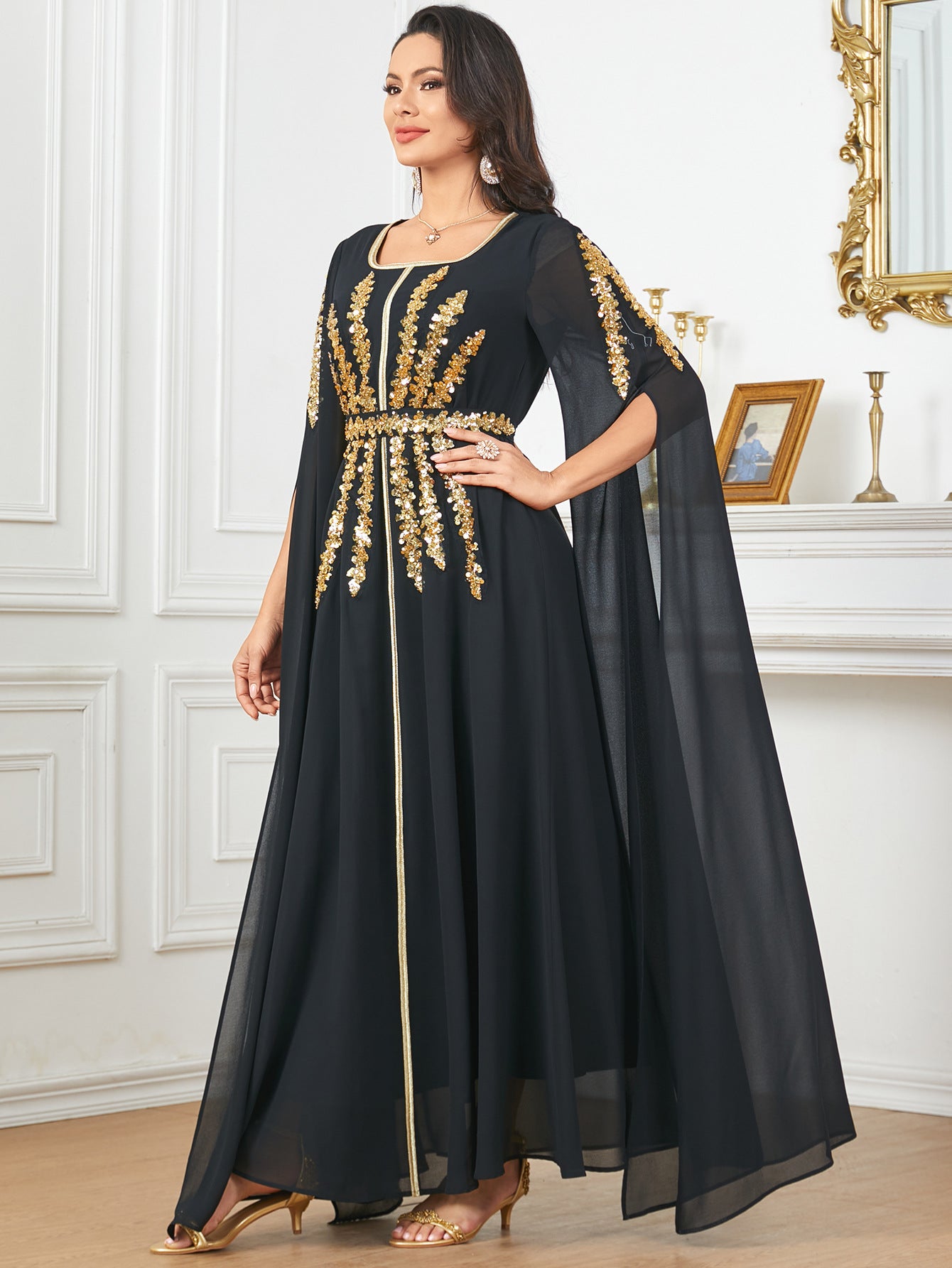 Elegant Chiffon Abaya with Split Sleeves