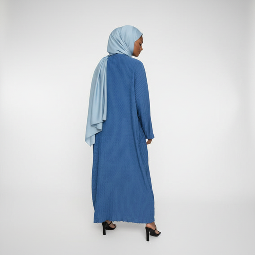 Guided Rebel Textured Full-Body Indigo Abaya Suit