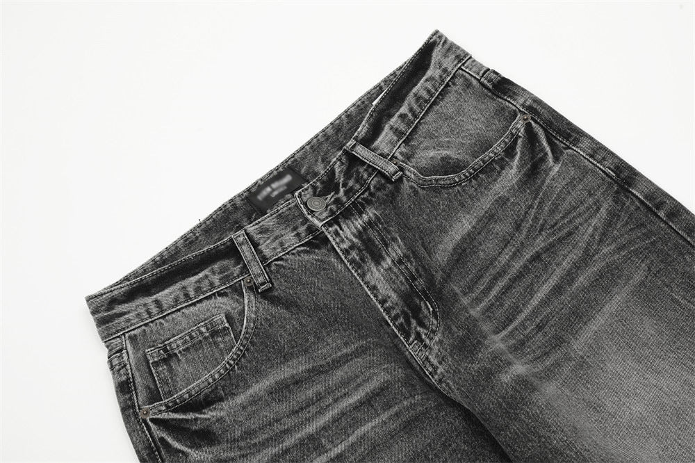 Vintage Washed Straight-Leg Denim Trousers