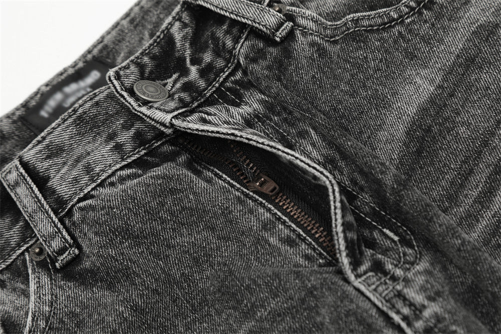 Vintage Washed Straight-Leg Denim Trousers