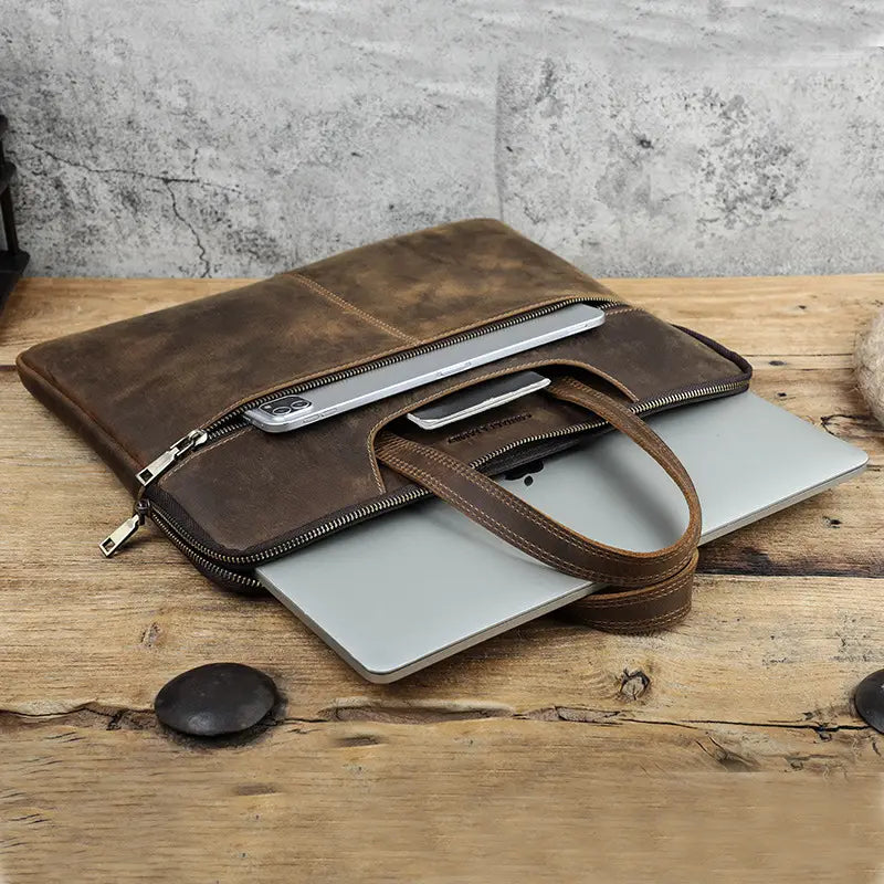 Men’s Retro Horse Leather Laptop Bag
