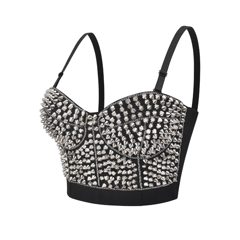 Handmade Beaded Chain Bralette - Silver