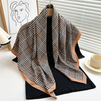 Women's Premium Twill Silk Scarf, Large Printed 90/90cm Striped Square Scarf