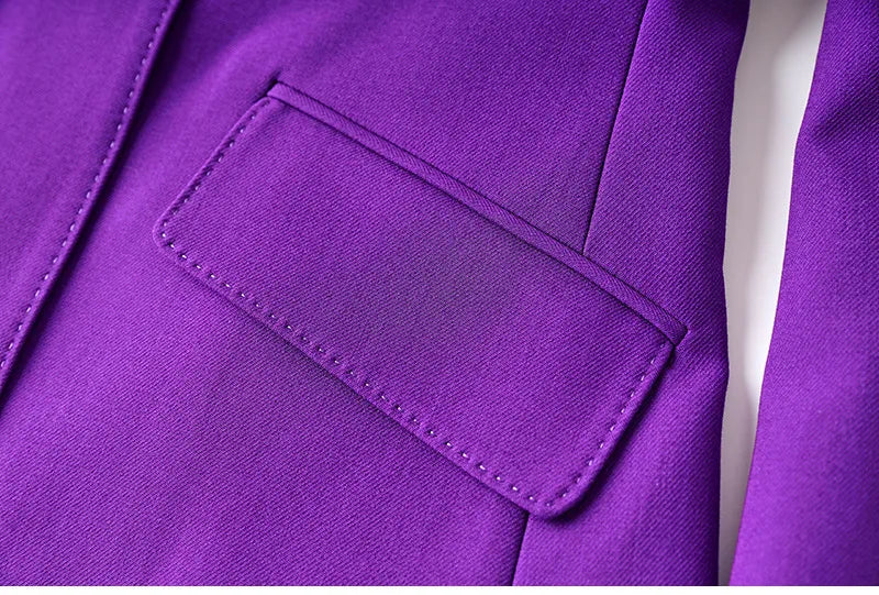 Purple Tailored Jacket & Flared Trousers, Women's Business Suit