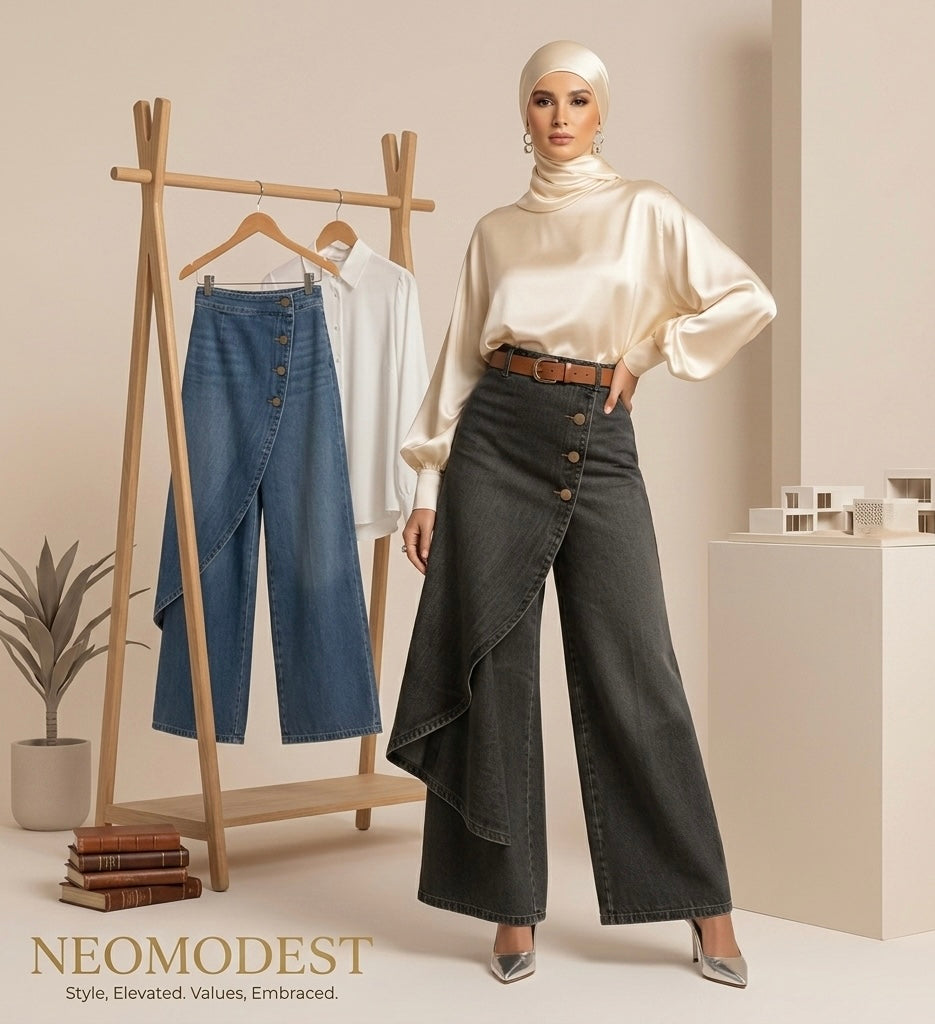 Women's Casual Denim-Style Pants | Premium Modest Fashion