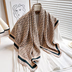 Women's Premium Twill Silk Scarf, Large Printed 90/90cm Striped Square Scarf