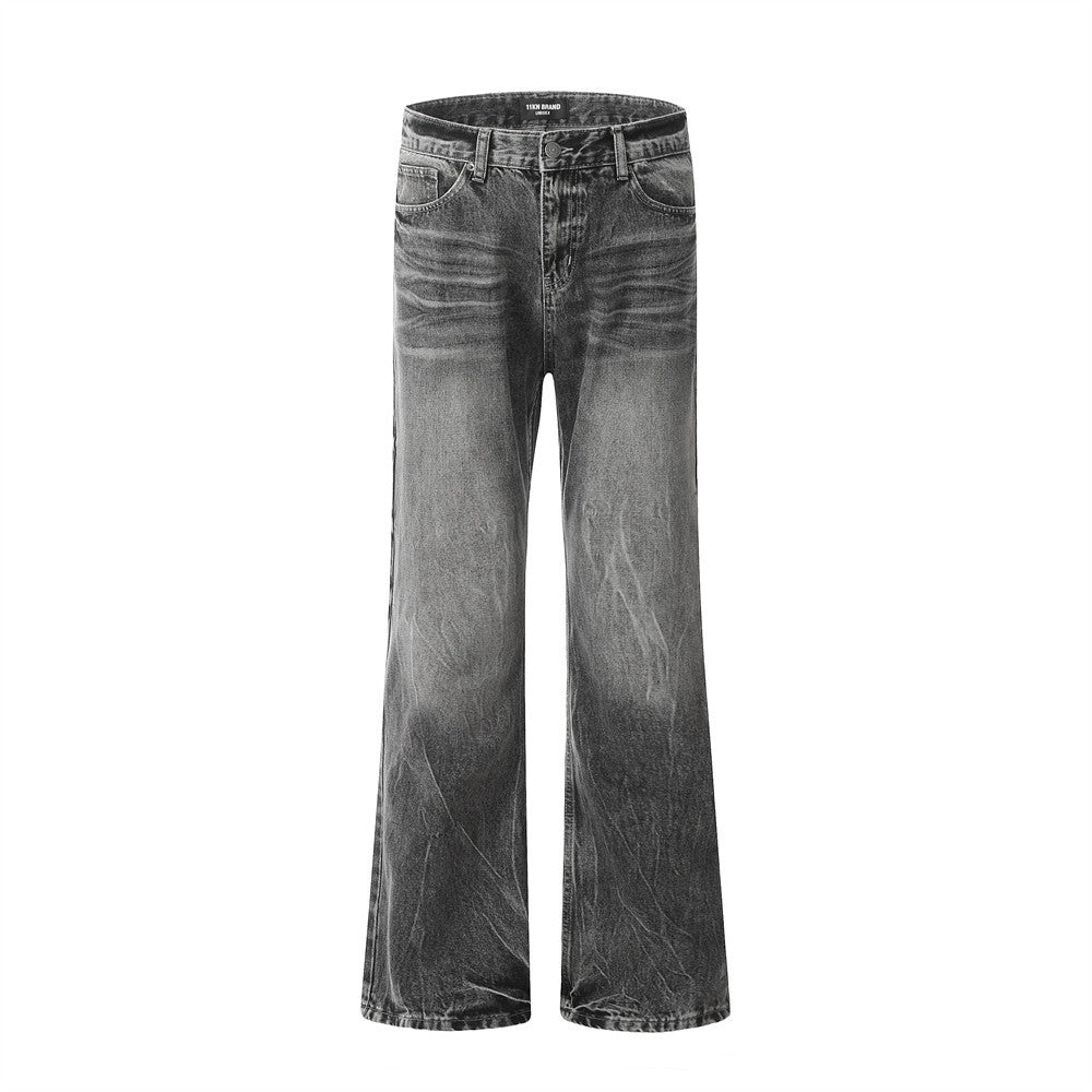 Vintage Washed Straight-Leg Denim Trousers