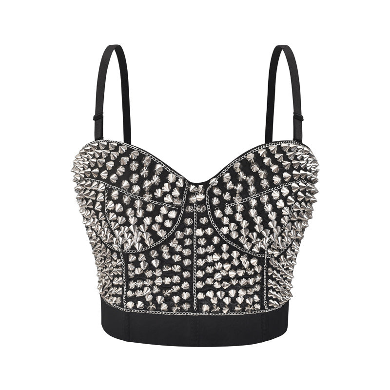 Handmade Beaded Chain Bralette - Silver