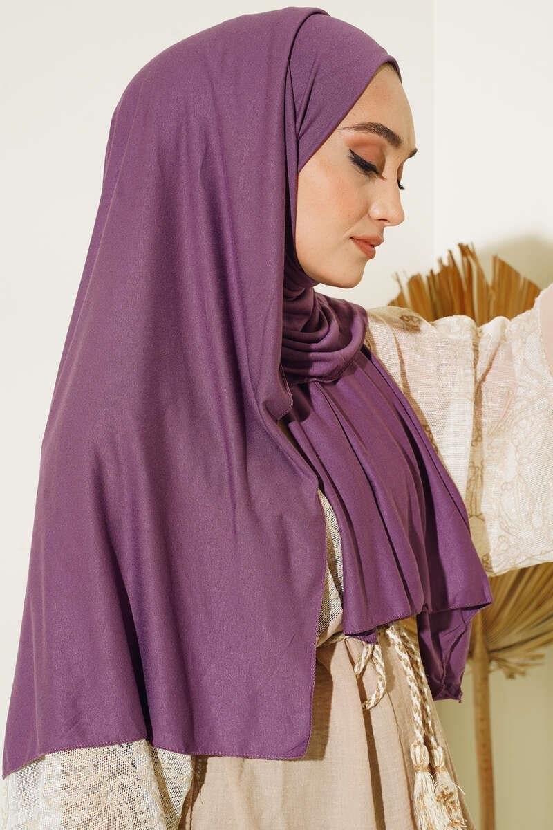 Plain Combed Shawl – Latte & Purple | Premium Modest Fashion | Neomodest