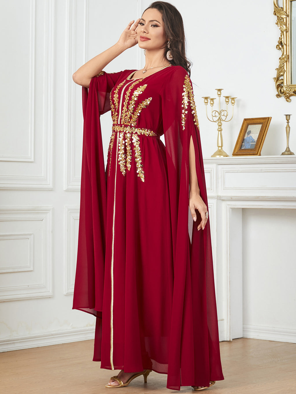 Elegant Chiffon Abaya with Split Sleeves