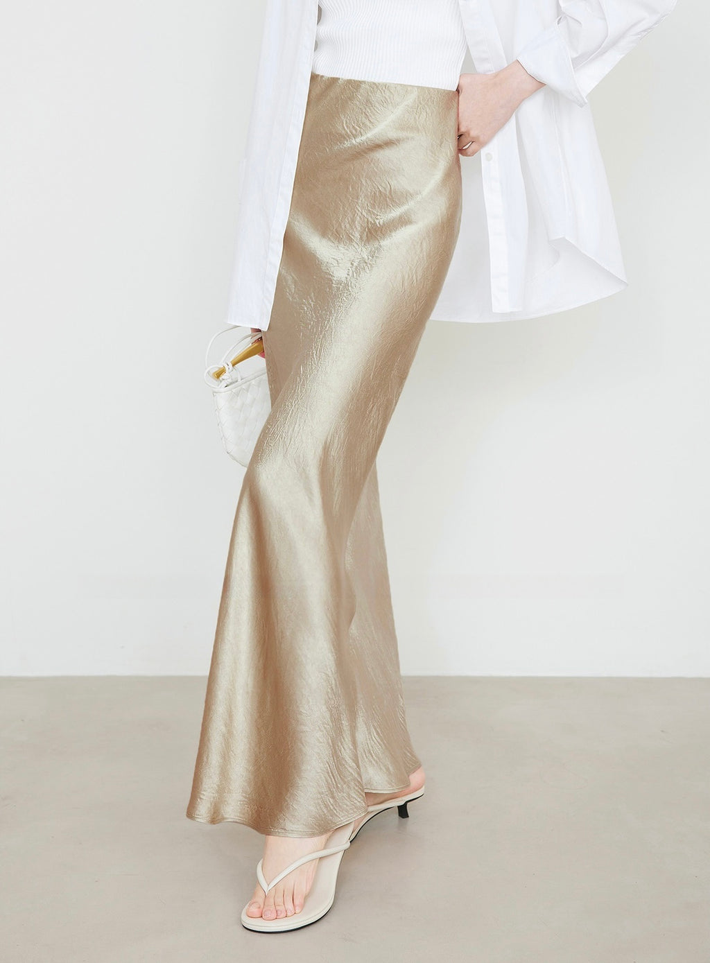 Satin Midi Skirt | High-Waist Elastic Waistband | Modest Elegance