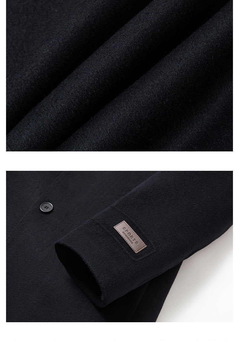 Premium Wool Double-Faced Overcoat with Detachable Down Lining