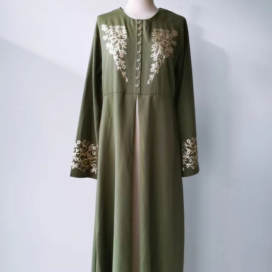 Abaya in kontrastierender Farbe mit schmaler Passform und goldenen Nähten