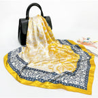 Classic Cashew-patterned Silk Satin Scarf, Printed Headscarf for Women, 90/90cm Square Scarf