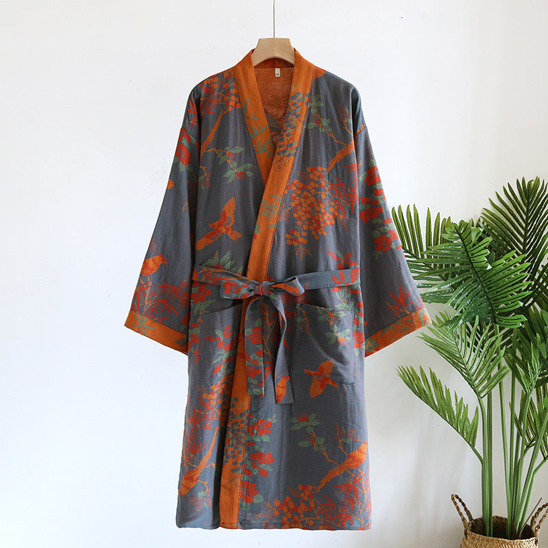 Retro Jacquard Bathrobe, Japanese Kimono Robe