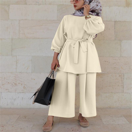 Zweiteiliges, schlichtes Outfit-Set, Hijab-Kleid im türkischen Stil
