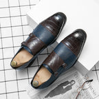 Men's Double Buckle Plus Size Leather Shoes