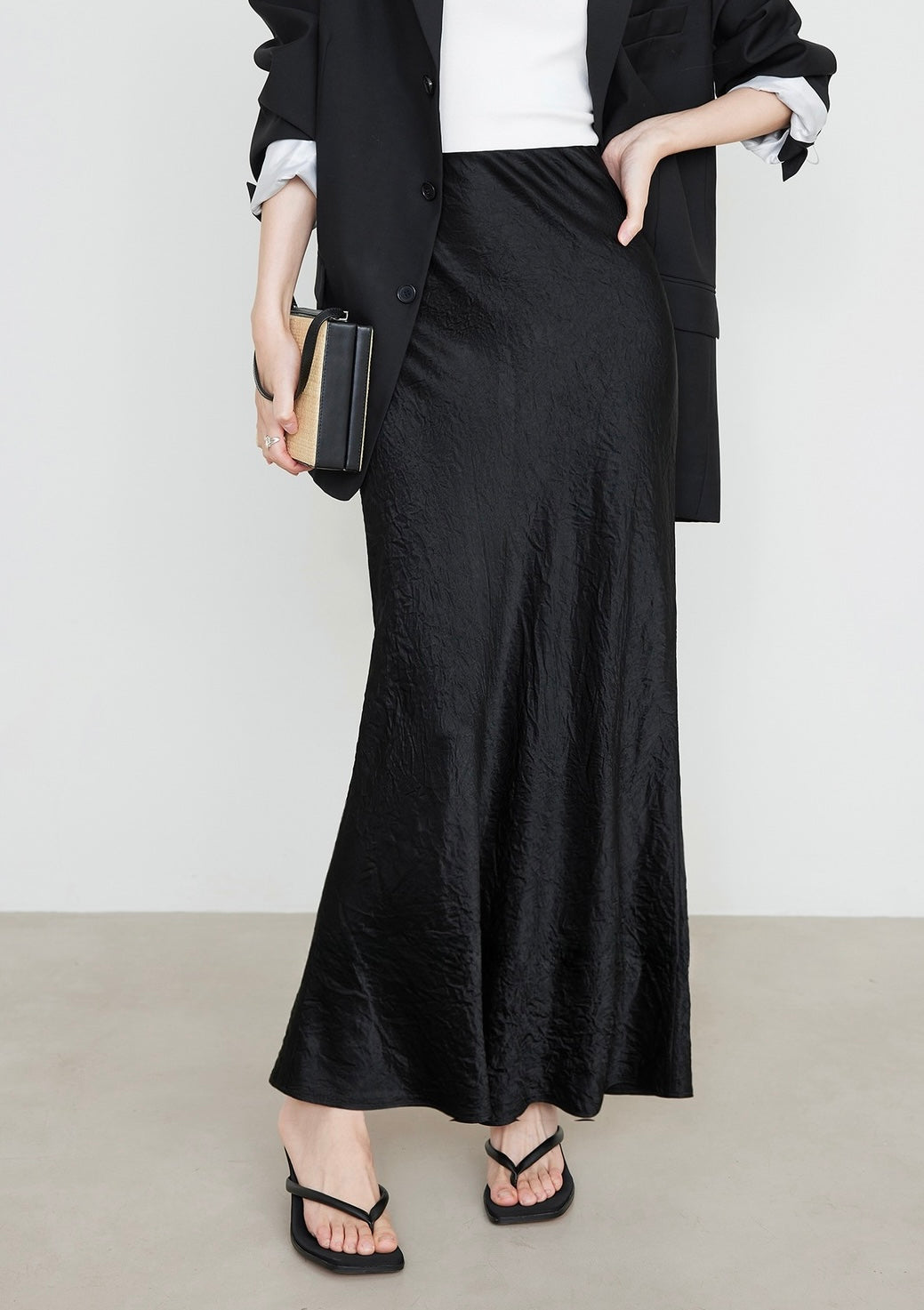 Satin Midi Skirt | High-Waist Elastic Waistband | Modest Elegance