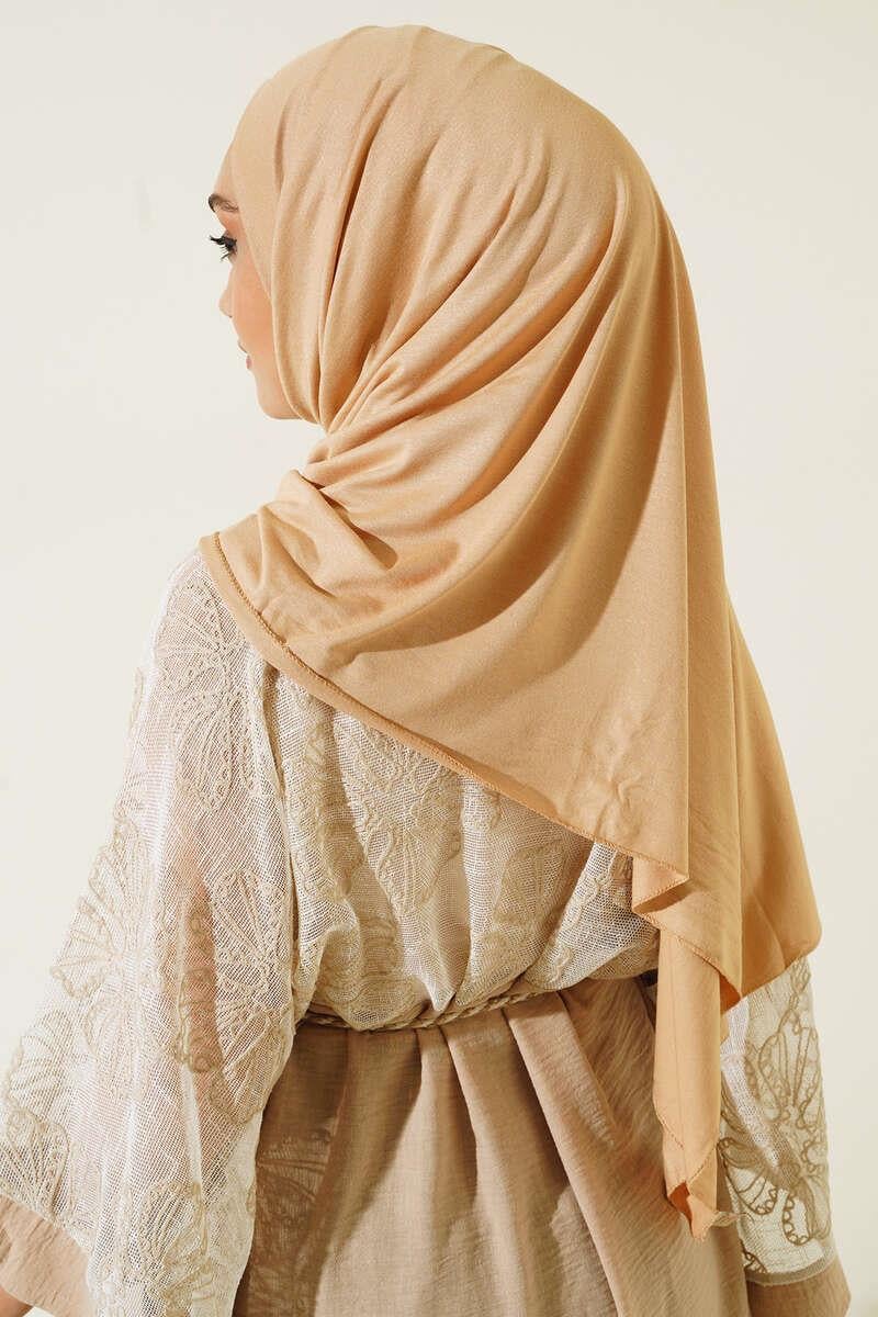 Plain Combed Shawl – Latte & Purple | Premium Modest Fashion | Neomodest