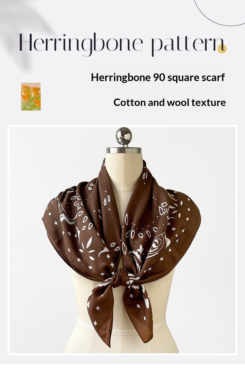 Paisley Silk Square Scarf | 90x90cm Luxury Herringbone