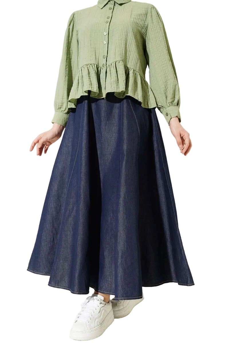 Pre-Order | Premium Flared Denim Skirt | neomodest