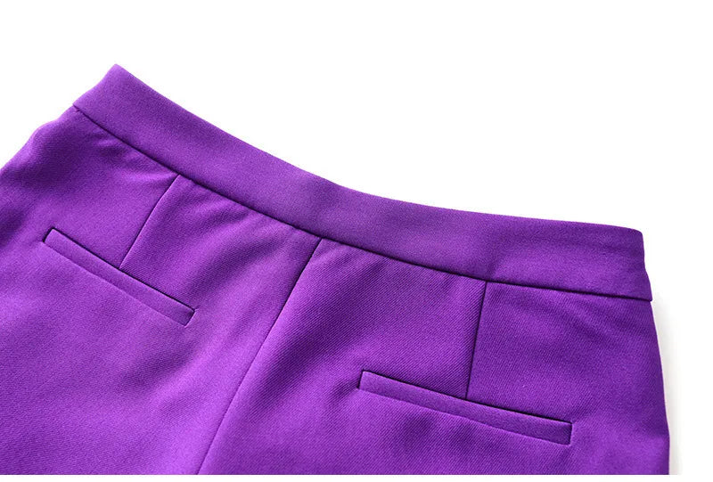 Purple Tailored Jacket & Flared Trousers, Women's Business Suit