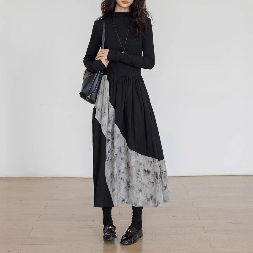 Women’s Black Irregular Inner Pocket Dress