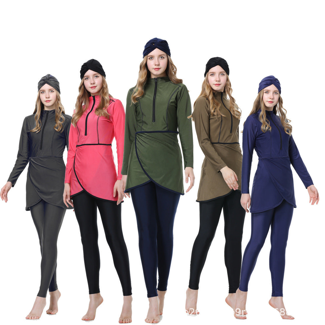 Sun Protection Three-pieces Modest Swimsuit Set