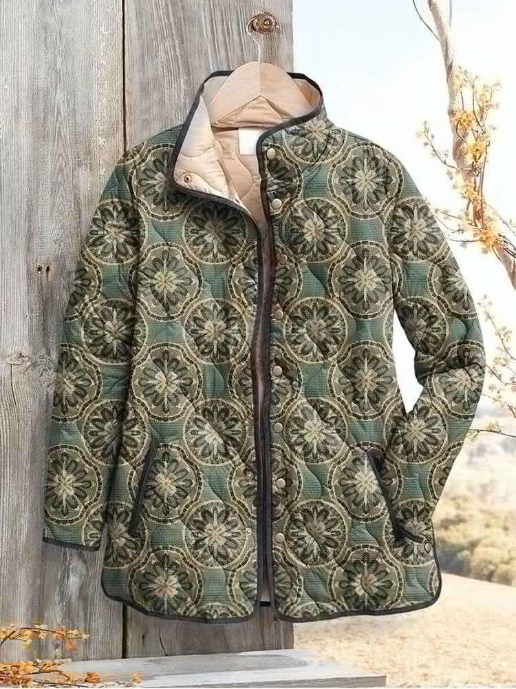 Women's Digital Printed Floral Jacket-Vintage Inspired Winter Jacket