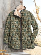 Women's Digital Printed Floral Jacket-Vintage Inspired Winter Jacket