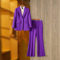 Purple Tailored Jacket & Flared Trousers, Women's Business Suit
