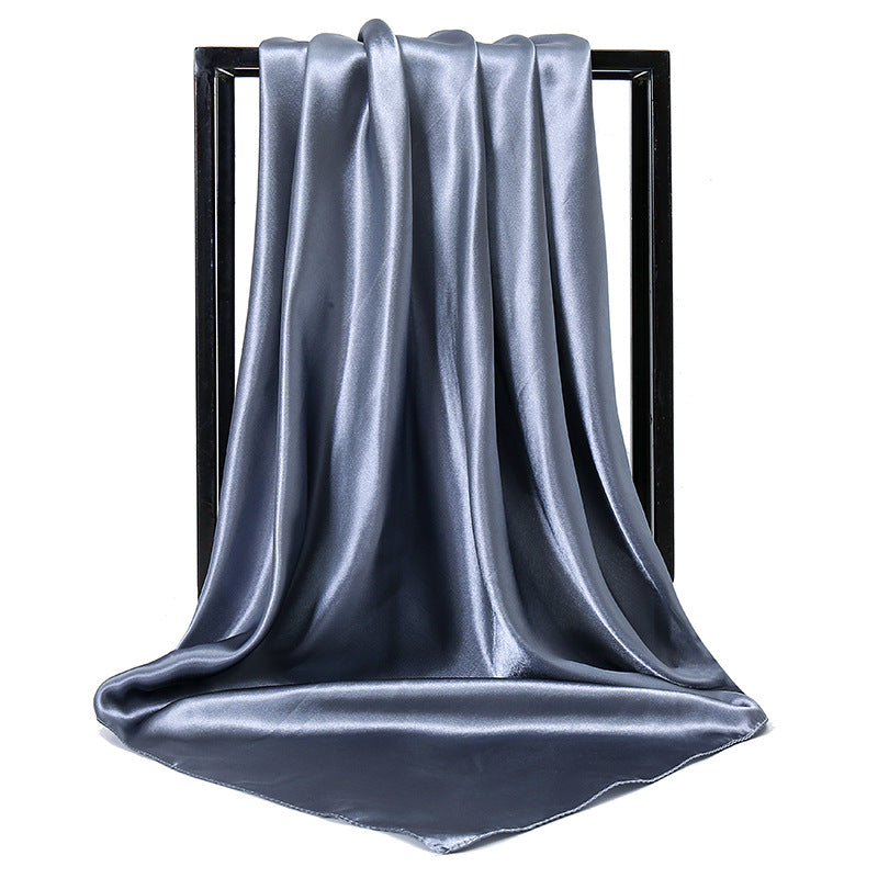 Ladies' Solid Colour Silk Satin Square Scarf, 90/90cm Headscarf, Flight Attendants' Neckerchiefs