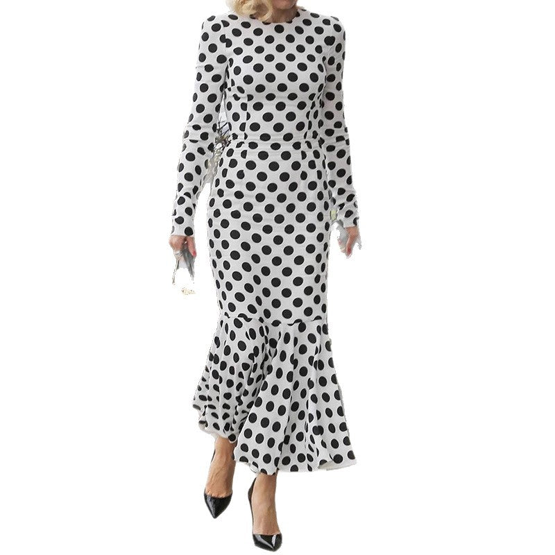 Slimming Figure-hugging Polka-dot Dress