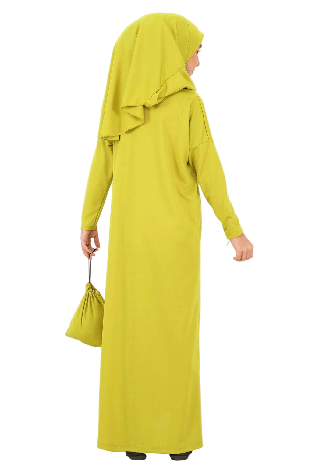 Girls' Modest Prayer Dress with Turban & Veil | Olive Green & Navy