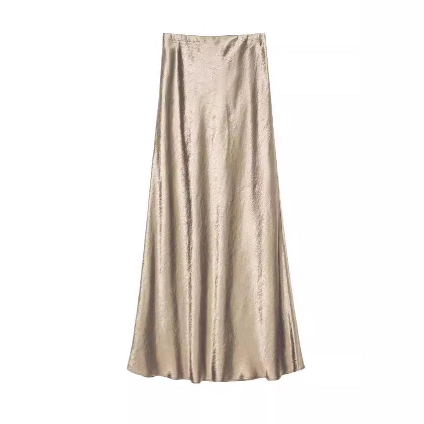 Satin Midi Skirt | High-Waist Elastic Waistband | Modest Elegance