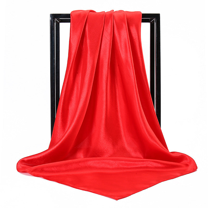 Ladies' Solid Colour Silk Satin Square Scarf, 90/90cm Headscarf, Flight Attendants' Neckerchiefs